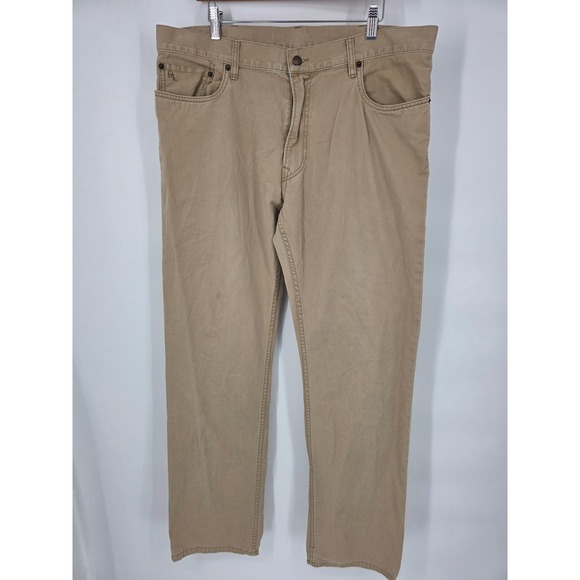 Polo Ralph Lauren Straight Leg Cotton Pants Mens 38/34 Tan Khaki Chino Trousers - Picture 2 of 8